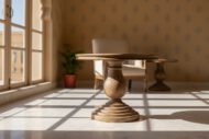The Sculpted Pedestal Accent Table - Heritage Room Three-Quarter