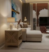 Rattan Elegance Nightstand - Heritage Room Three-Quarter