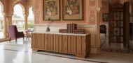 Ribbed Timber Accent Cabinet - Heritage Room Three-Quarter