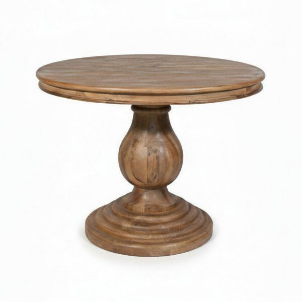 The Sculpted Pedestal Accent Table - White BG Front View