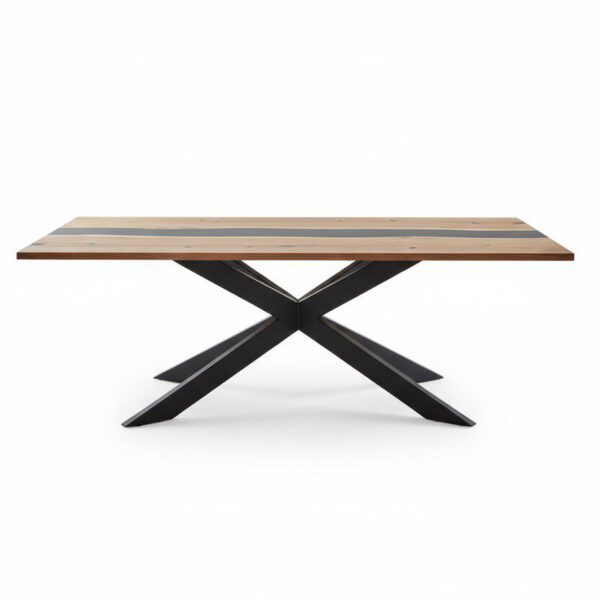 The Riverstone Epoxy Dining Table - White BG Front View