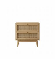 Rattan Elegance Nightstand - White BG Front View