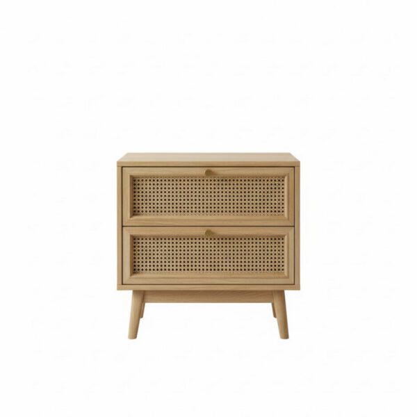 Rattan Elegance Nightstand - White BG Front View