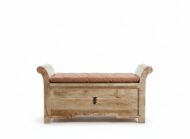 Artisan Carved Heritage Bench Chest - White BG Front View