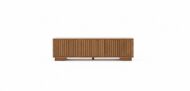 Ribbed Timber Accent Cabinet - White BG Front View