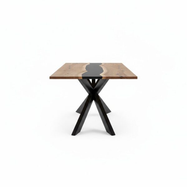 The Riverstone Epoxy Dining Table - White BG Side View