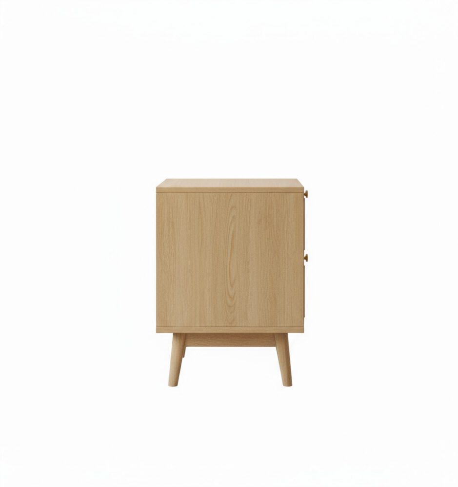 Rattan Elegance Nightstand - White BG Side View
