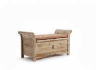 Artisan Carved Heritage Bench Chest - White BG 45° Corner