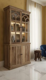 Gothic Arch Display Almirah - Heritage Room Three-Quarter