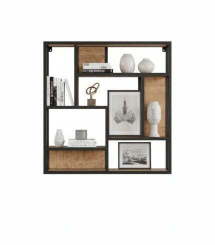 Geometric Harmony Wall Shelf - White BG Front View