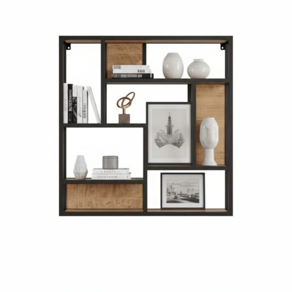 Geometric Harmony Wall Shelf - White BG Front View