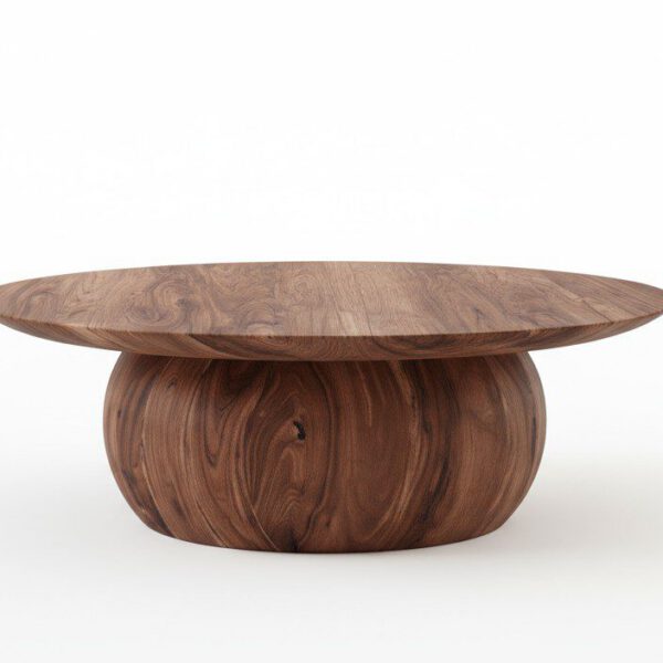 Organic Elmwood Sculptural Coffee Table - White BG Front View