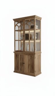 Gothic Arch Display Almirah - White BG 45° Corner